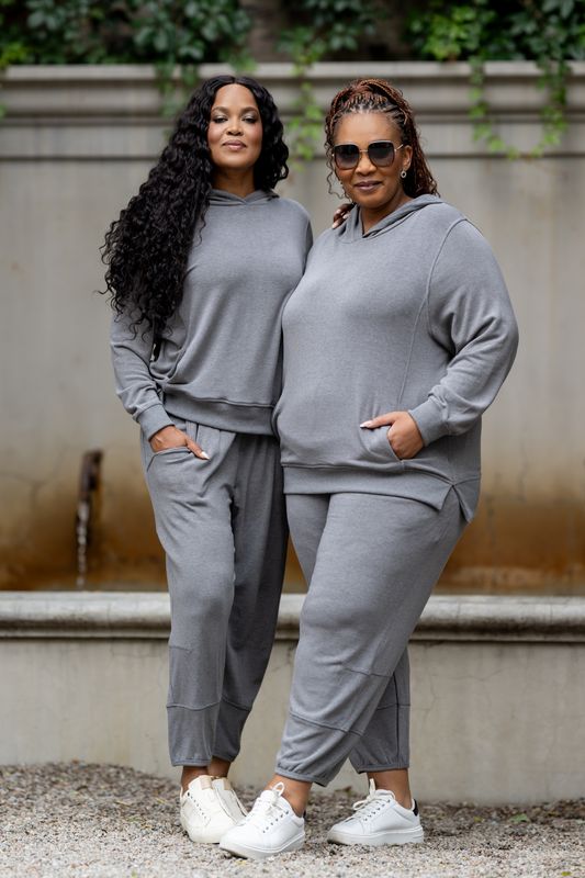 Mastik grey casual  2pc set cropped jogger pants and relaxed hooded top