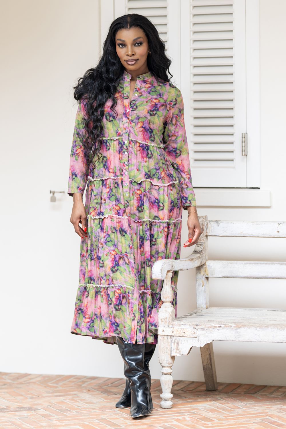 Mastik fit and flare tiered dress