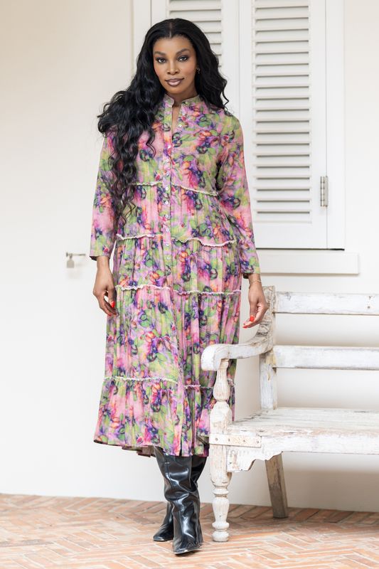 Mastik fit and flare tiered dress