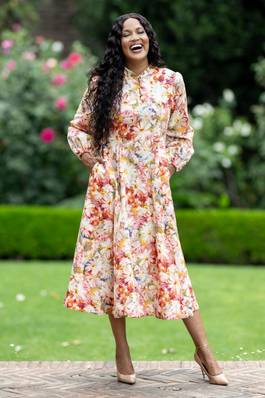 Mastik fit and flare cotton\linen  floral dress