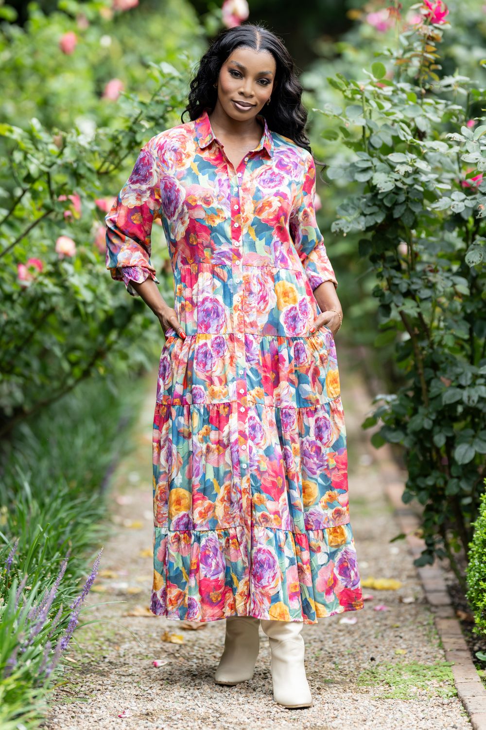 Mastik Floral maxi fit and flare dress