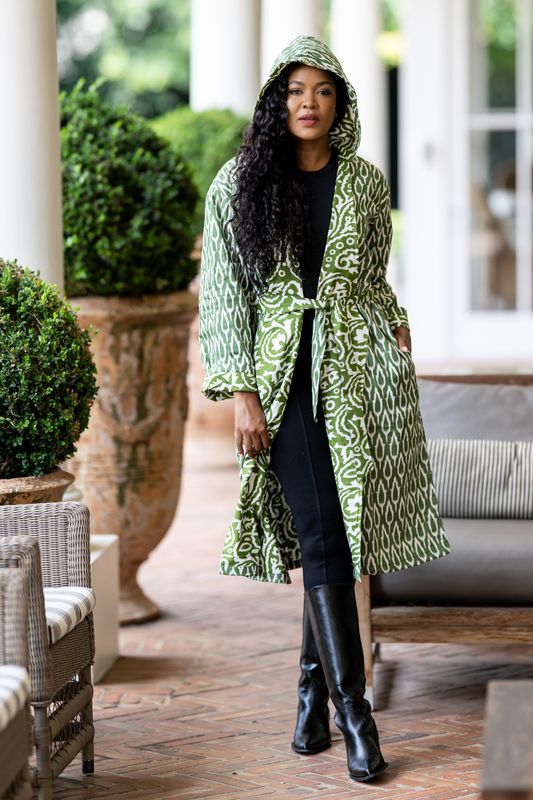 MK green and white hooded jacket