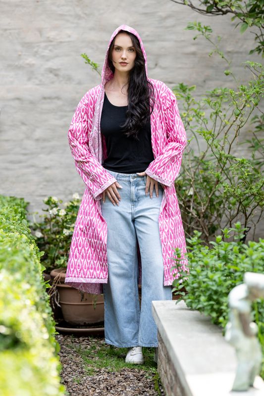 pinks and white reversible hooded jacket