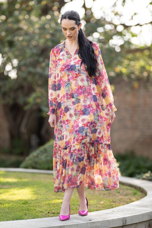 Petal poetry midi sheer dress