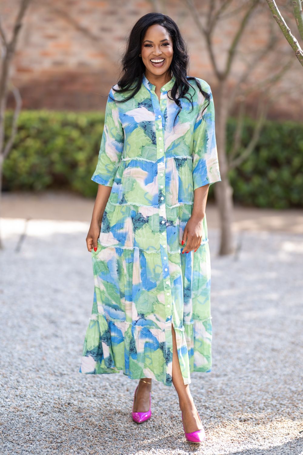 Ocean breeze maxi button down dress
