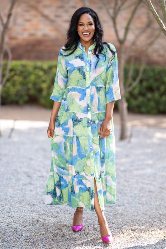 Ocean breeze maxi button down dress