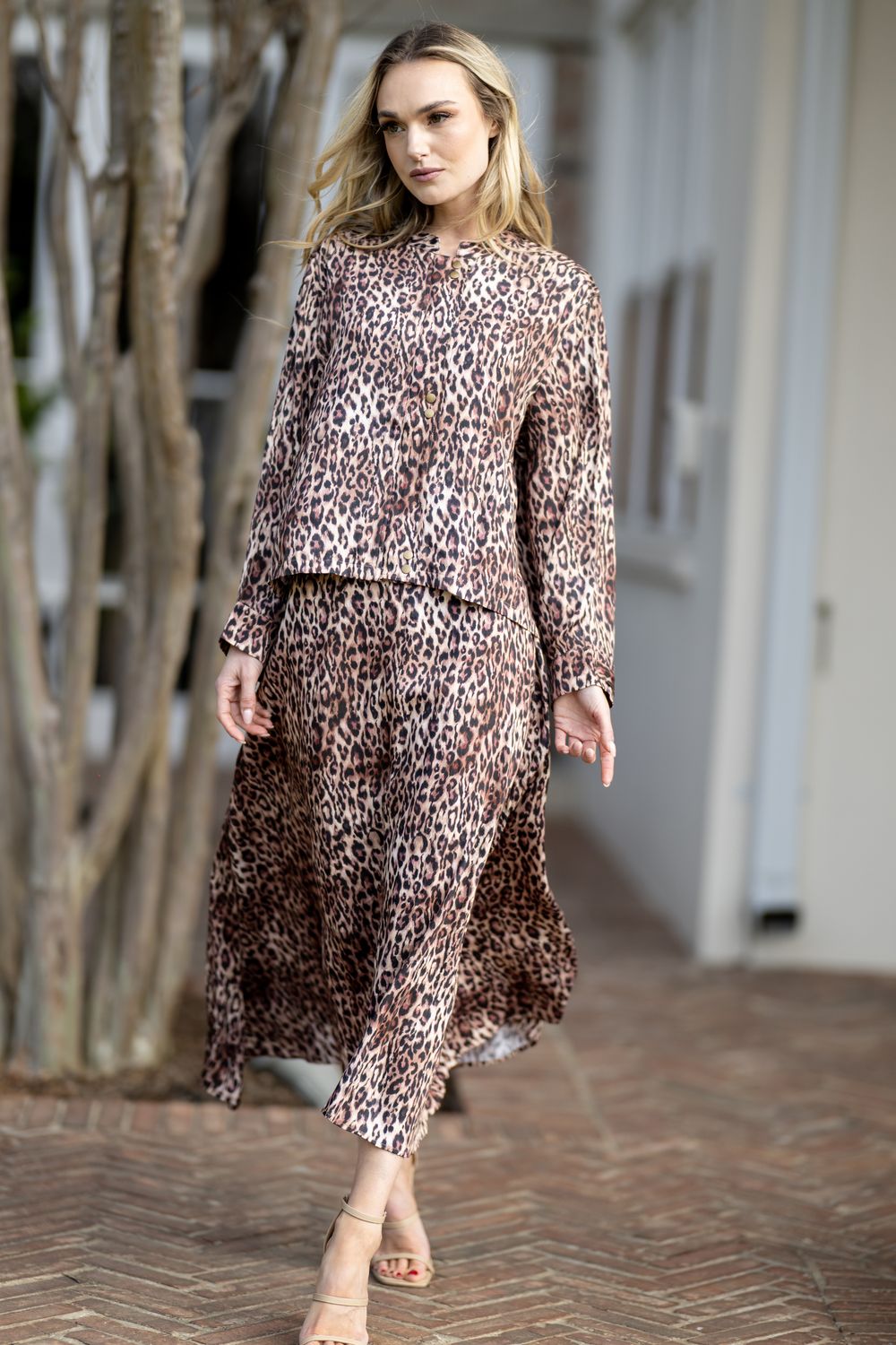 Leopard skirt and jacket 2pc