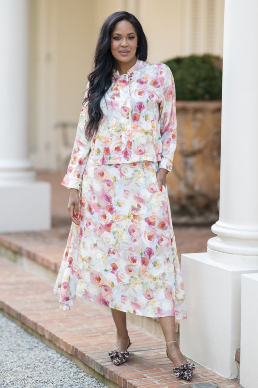 Blushing Garden 2pc skirt and jacket