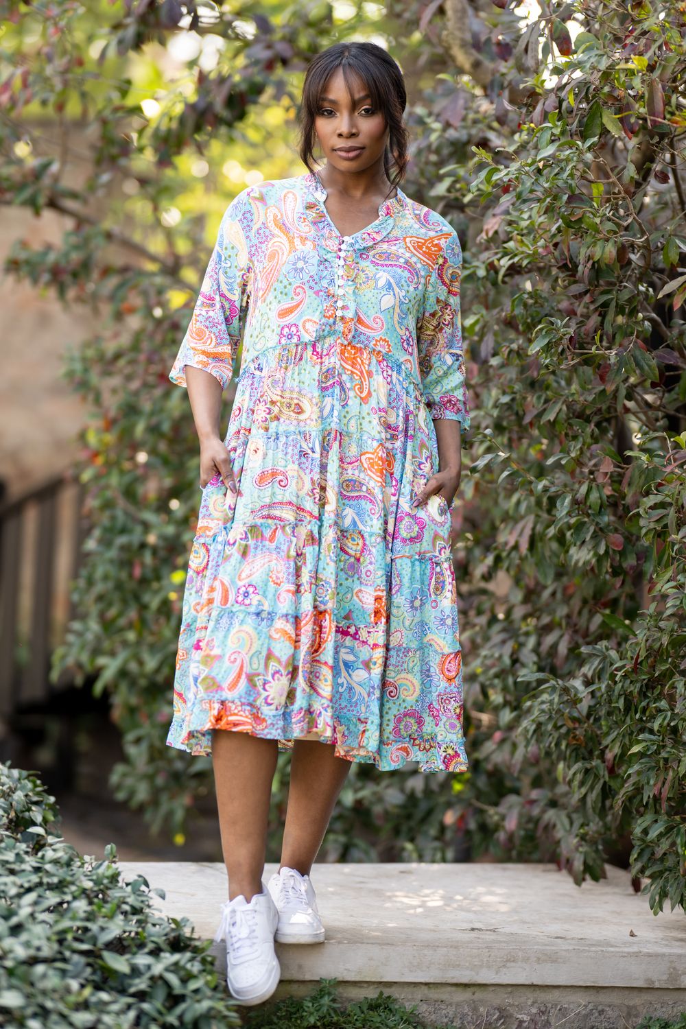 Turquoise Twist dreamy tiered dress