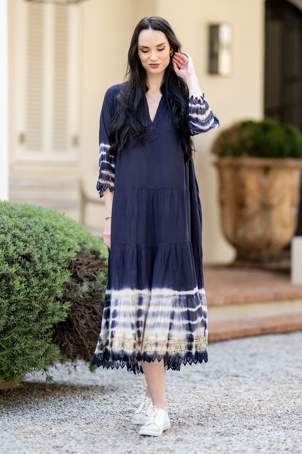 Ocean blues Tie Dye tiered dress
