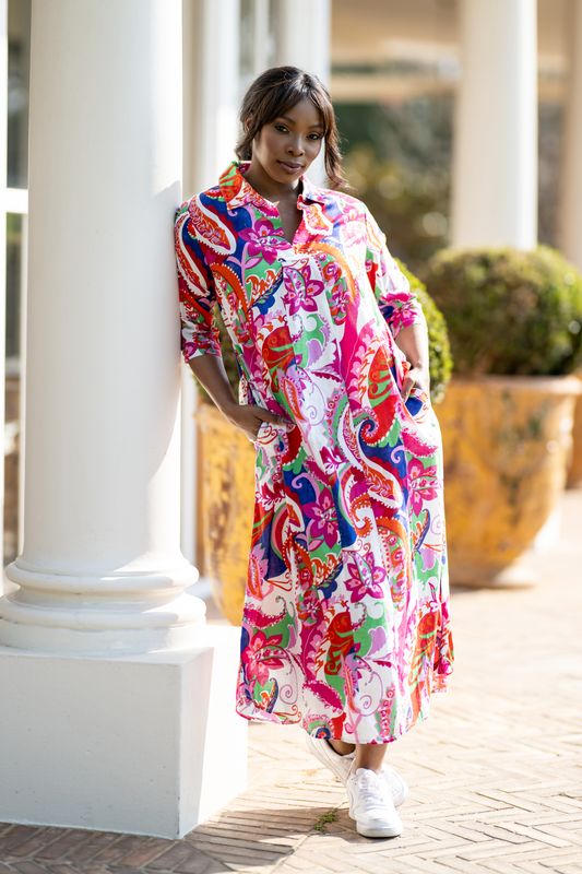 bright, bold shirt dress