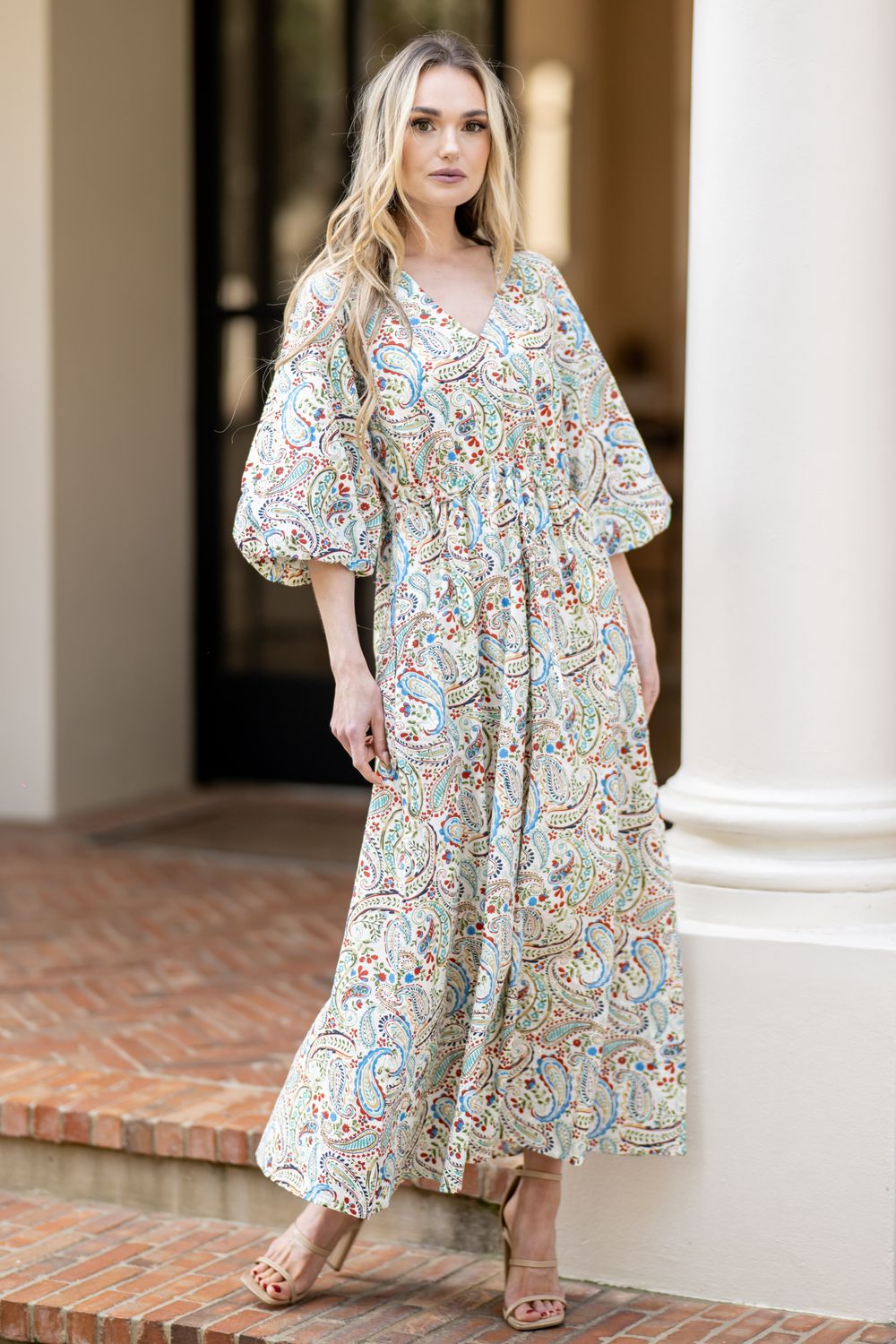 soft boho inspired bell sleeve dress