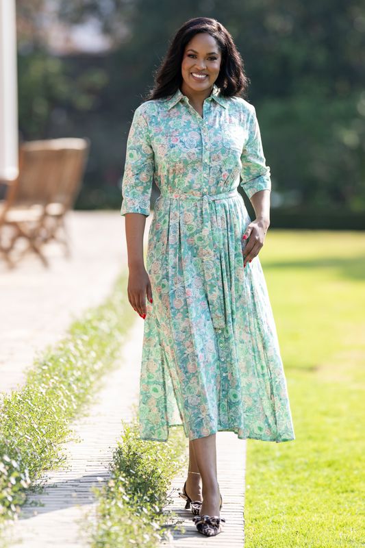 Mint Rose shirt dress