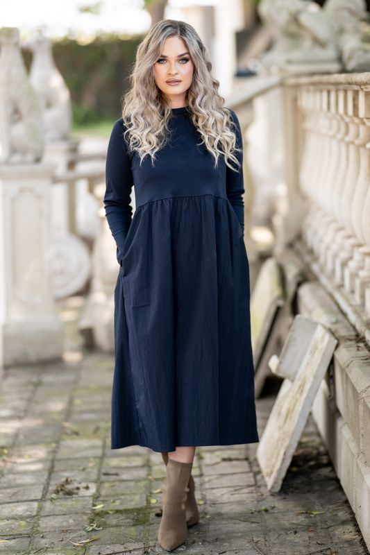 Elegant Mastik deep indigo midi dress
