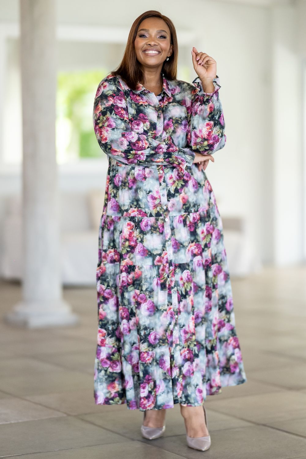 mastik antique rose tiered dress