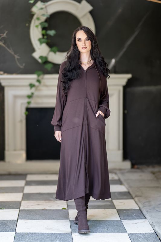 Hooded mastik zip dress\coatigan