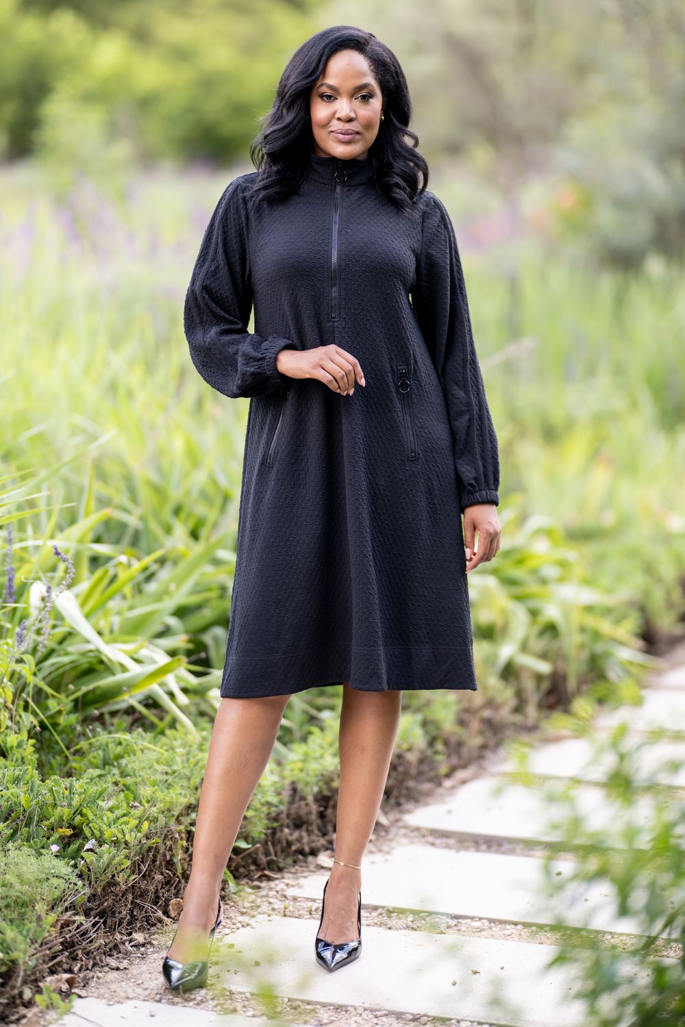 Mastik Black zip front dress