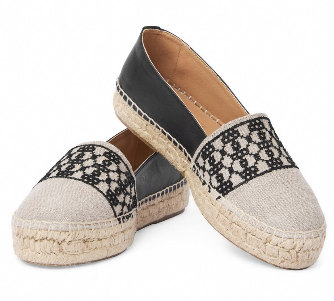 Linen Espadrilles- Beehive Black