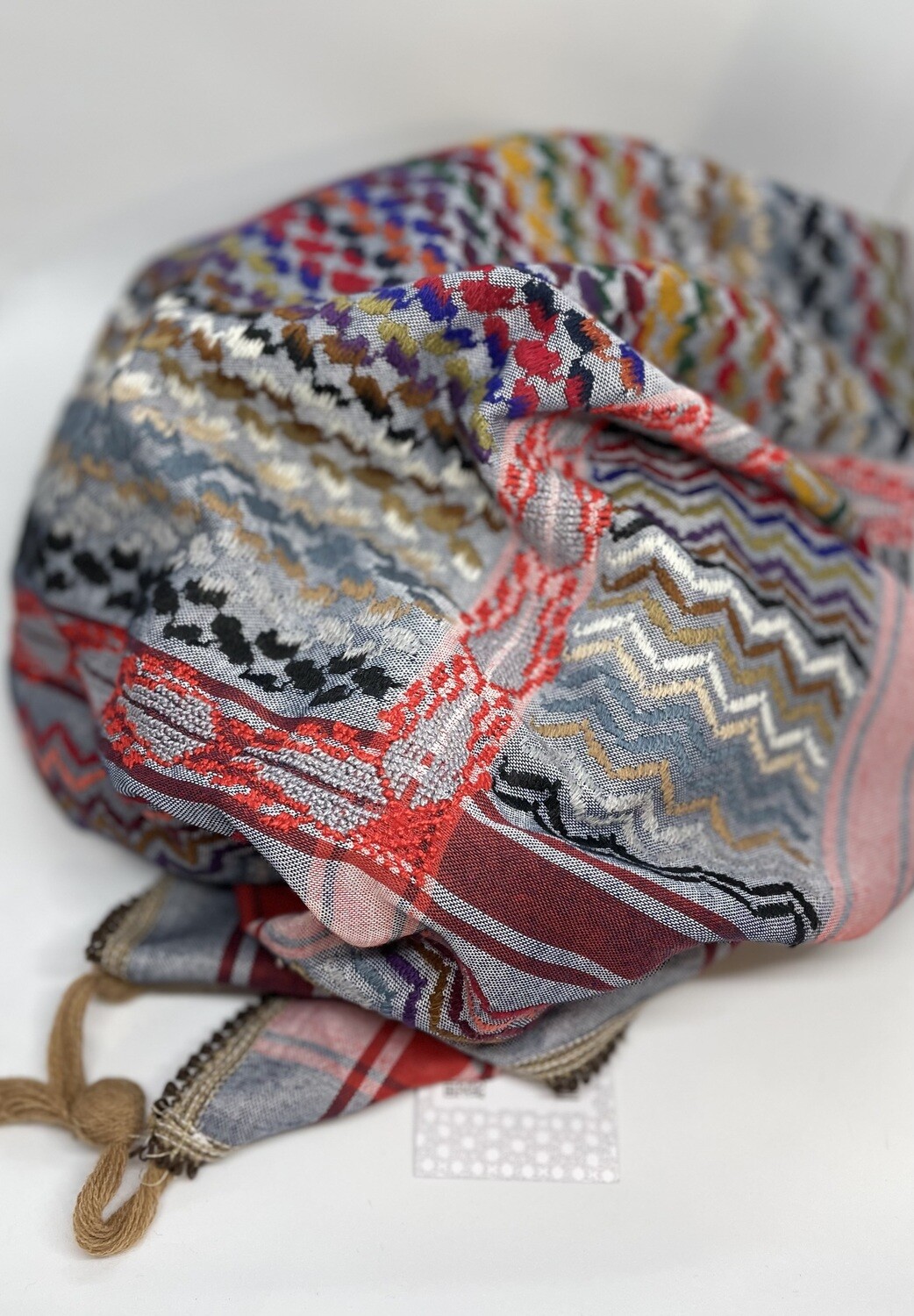 PETRA MULTICOLOR KEFFIYEH, Color: Grey