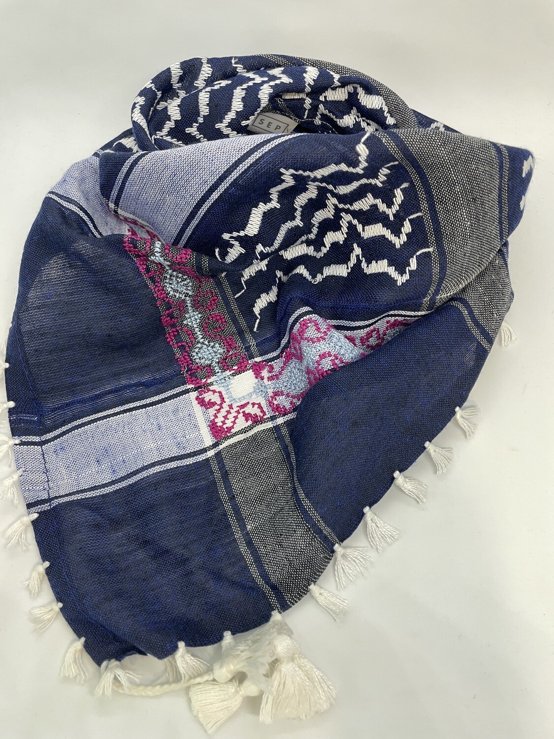 MINI MAY KEFFIYEH, Color: Navy