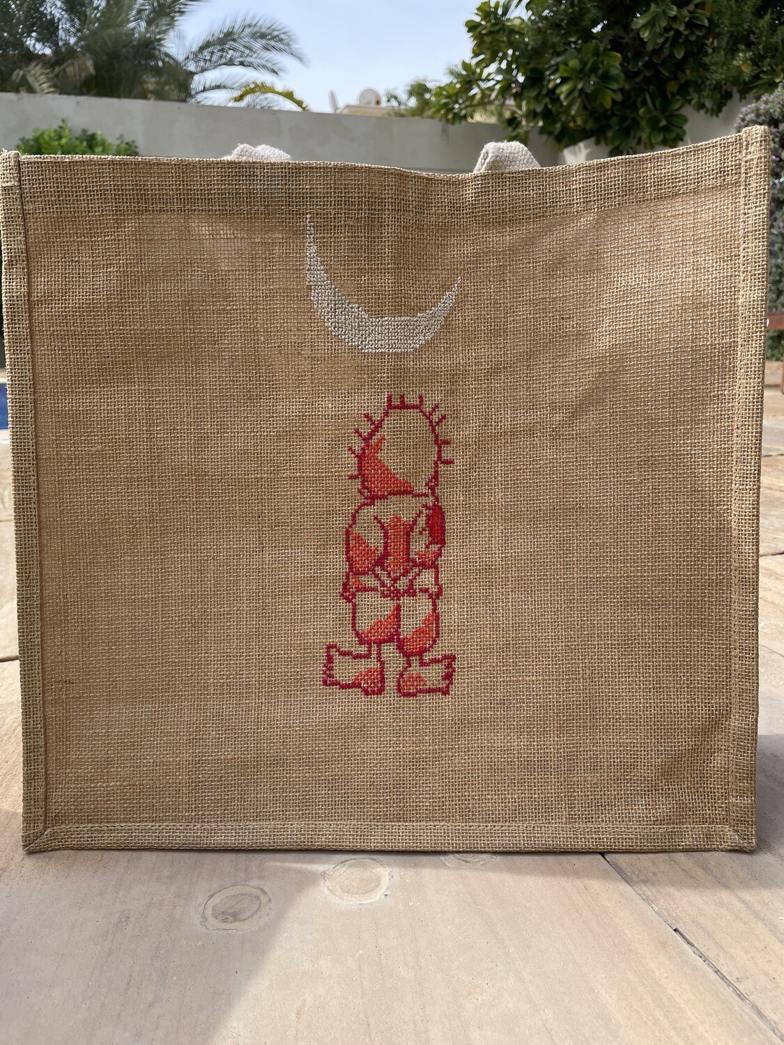JUTE TOTE BAG, Color: Red