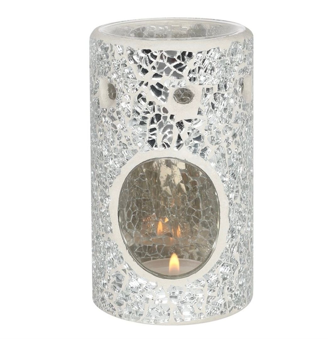 Silver Pillar Crackle Glass Burner