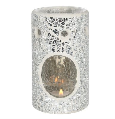 Silver Pillar Crackle Glass Burner
