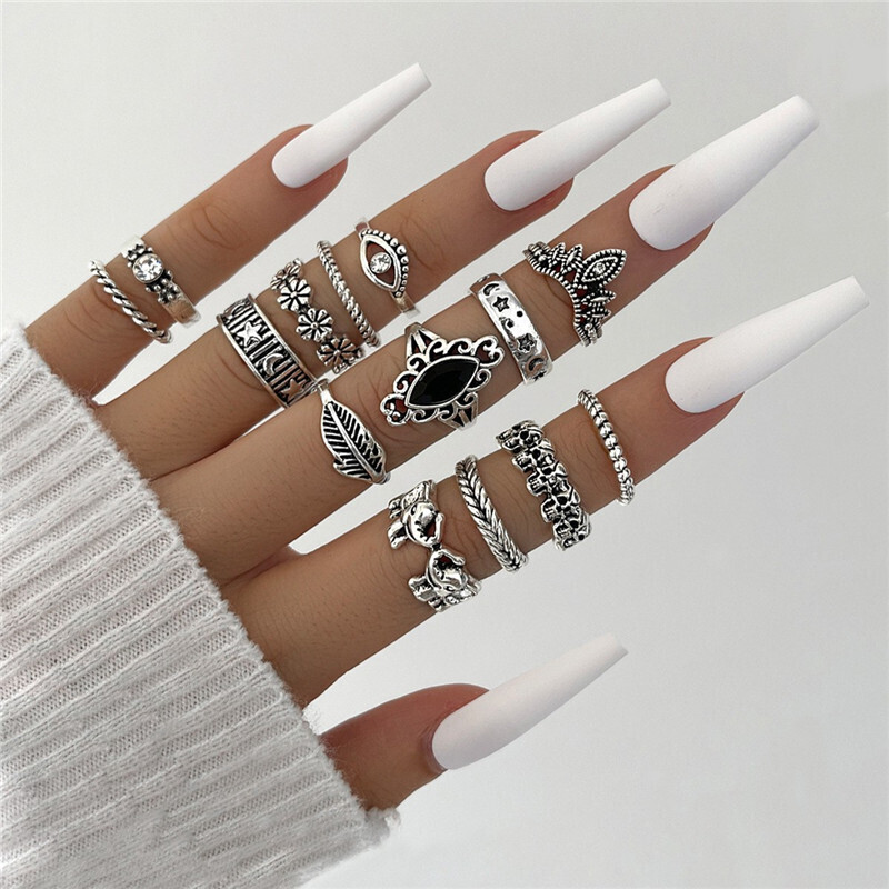 Modyle Gothic Silver Color Tai Chi Rings for Women