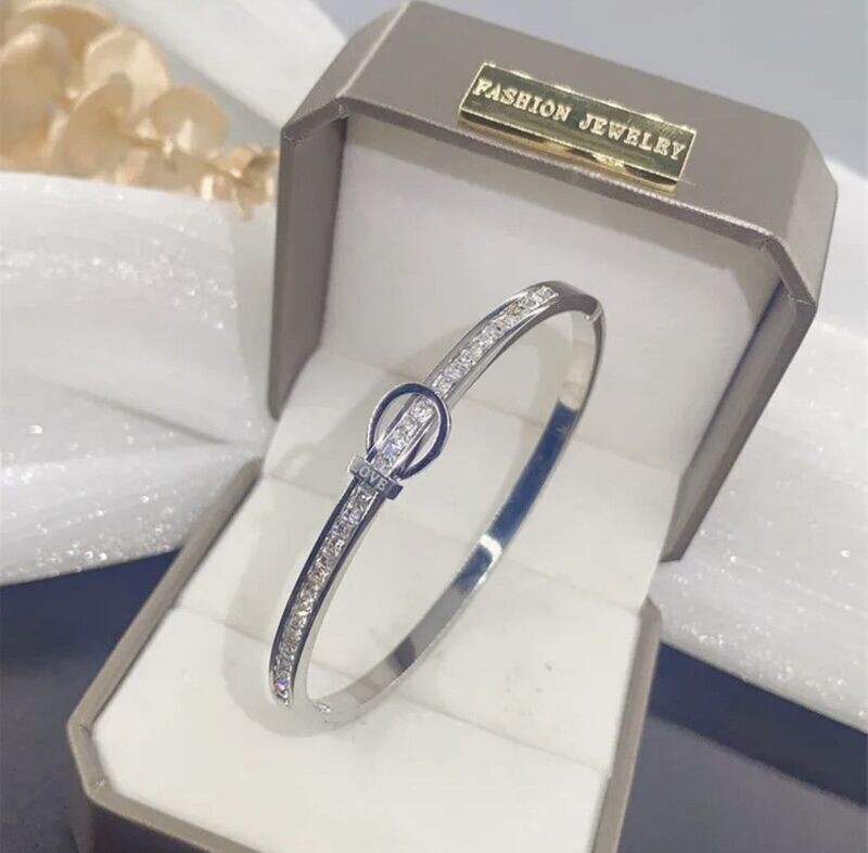 Silver love bangle