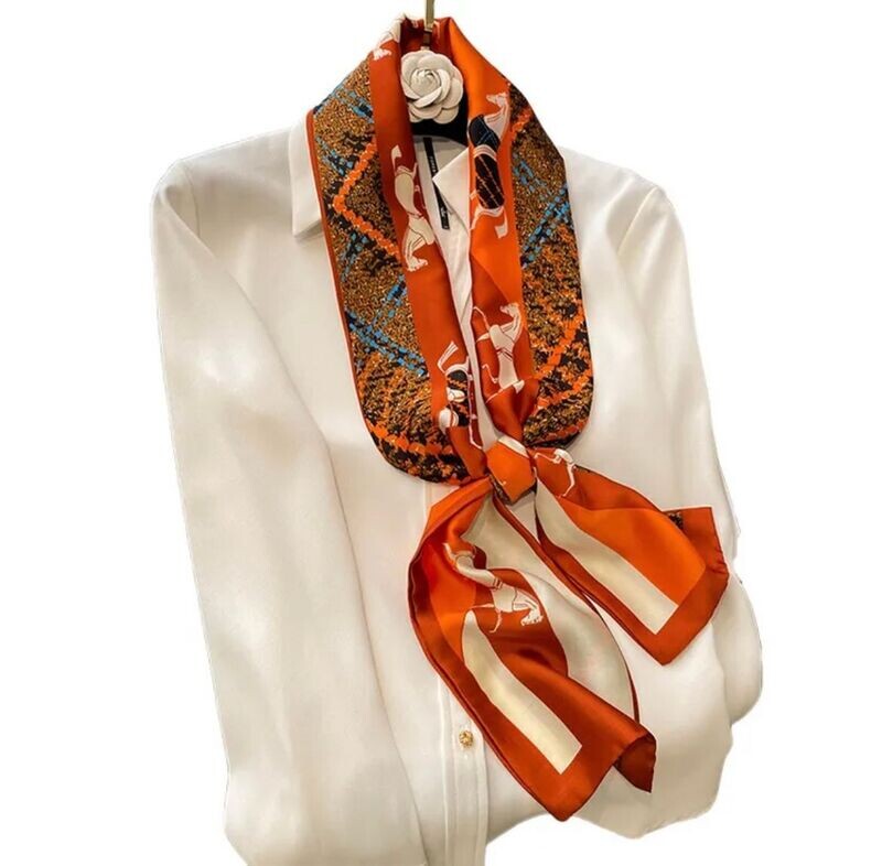 Orange scarf with horse print