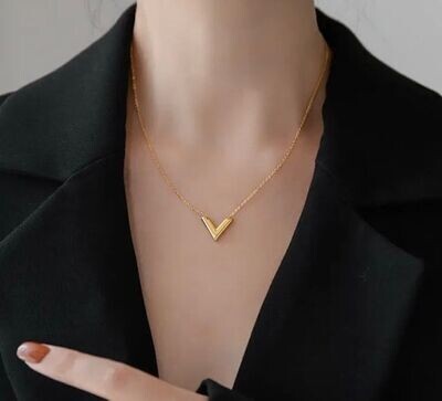 Gold V necklace