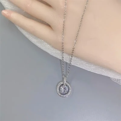 Silver diamante halo pendant