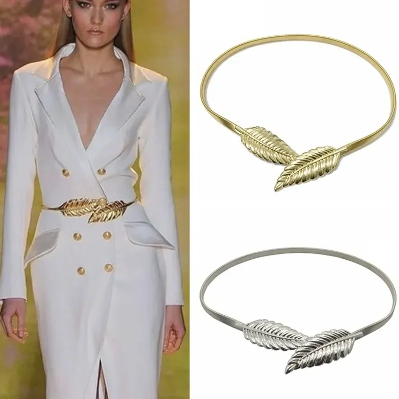 Available in gold and silver - Grecian style leaf stretch belt