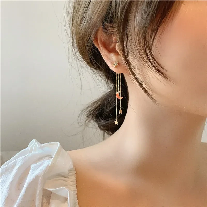 Star & Moon Tassel Earrings