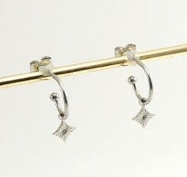 Elodie Star Drop Hoops in Silver and Gold, Colour: Silver