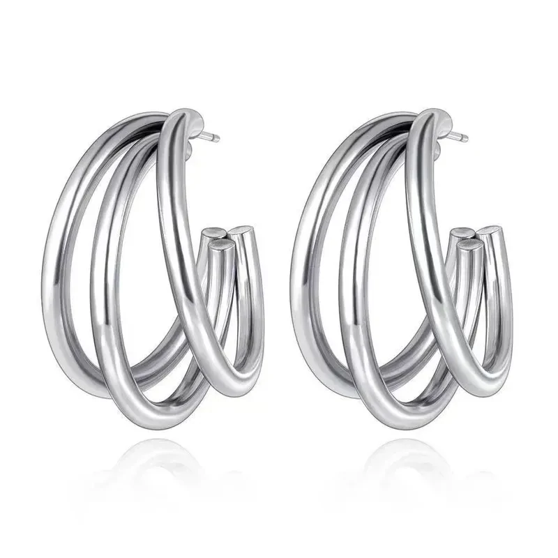 Silver Tiple Hoops