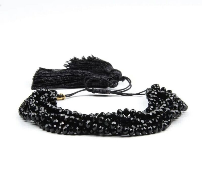 Black Bead Tassel Bracelet
