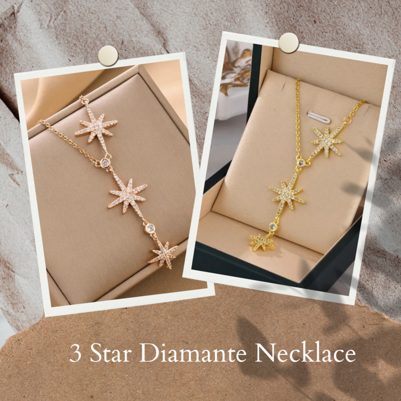 3 Star Diamante Necklace