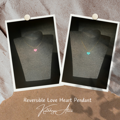 Pink and Blue Reversible Love Heart Pendant