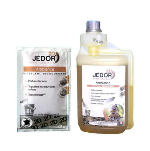 Nettoyant sols et surfaces. Jédor 2D PARFUM Ambiance - 250 dosettes ou flacon 1L