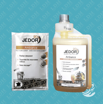 Nettoyant sols et surfaces. Jédor 2D PARFUM Ambiance - 250 dosettes ou flacon 1L
