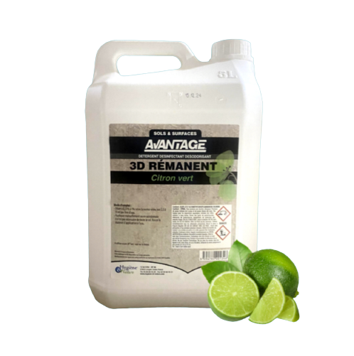 Nettoyant sols et surfaces - Désinfectant - NETTOYOR 3D Citron VERT 5L - Désinfectant