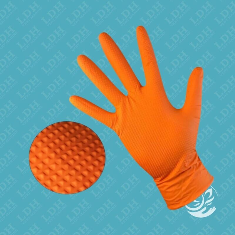 GANT NITRILE ORANGE Extra FORT Taille XL NON POUDRE (10/11) Boite de 50