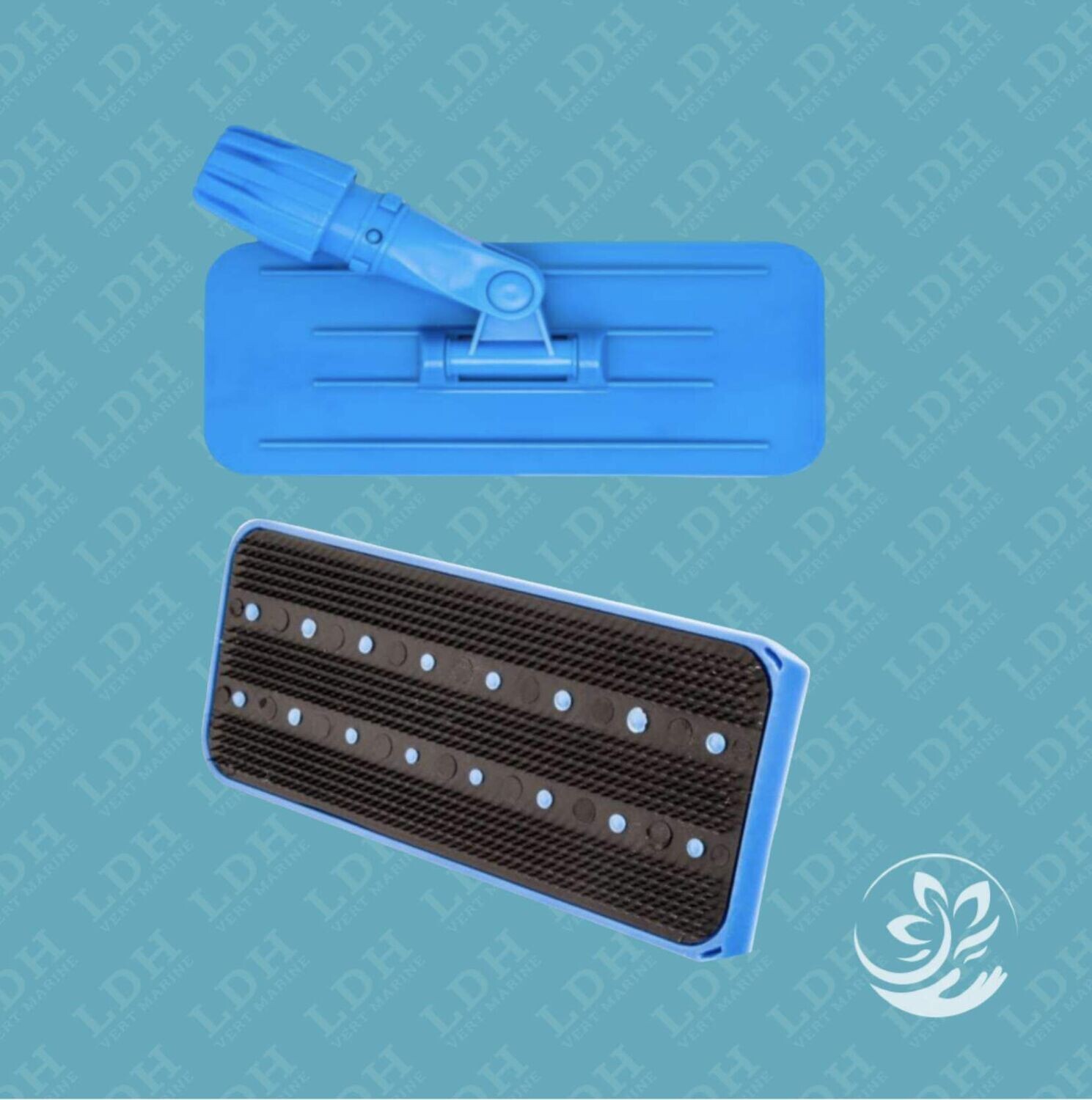 Porte tampon avec douille articulée pour tampons grattoir l’articulation permet de l’adapter sur un manche en aluminium