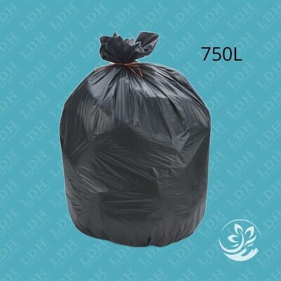 Housses conteneurs 750L super renforcé noir - Sacs poubelle noir BD 30µ - Ct. de 50 Sacs