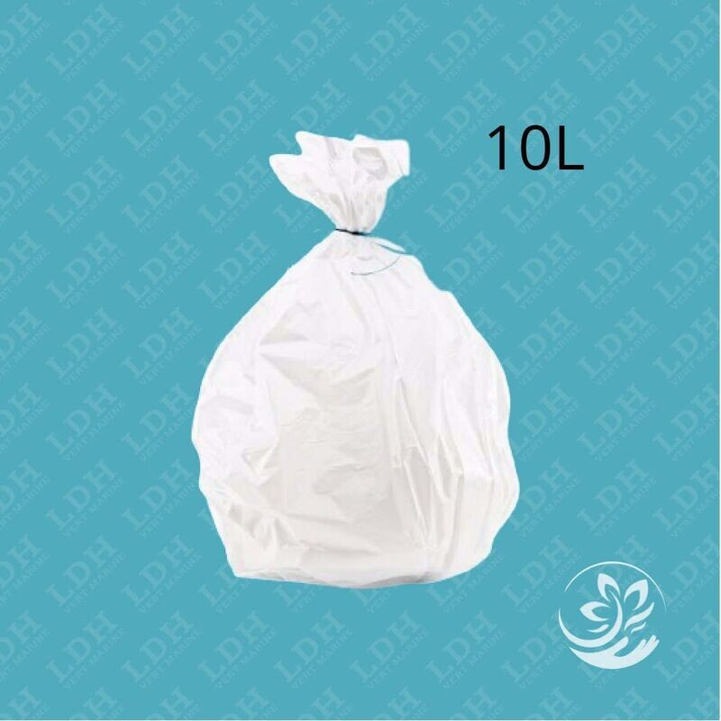 Sac poubelle 10L blanc HD - Ct. de 1000 Sacs