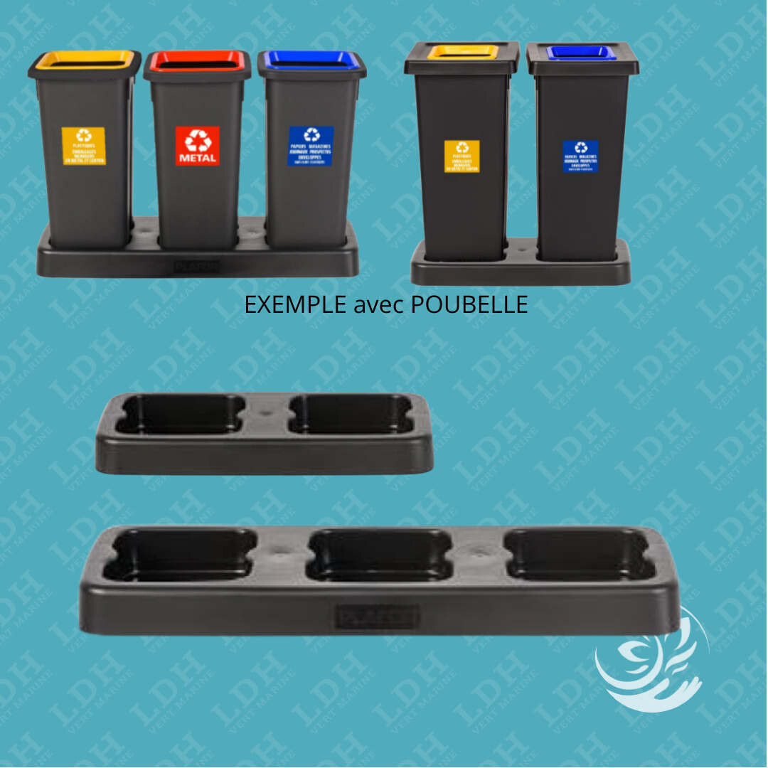 Base plastique noire pour poubelle FIT 50L et 70L, Socle pour 2 ou 3 Poubelles: Socle 2 Poubelles 50L