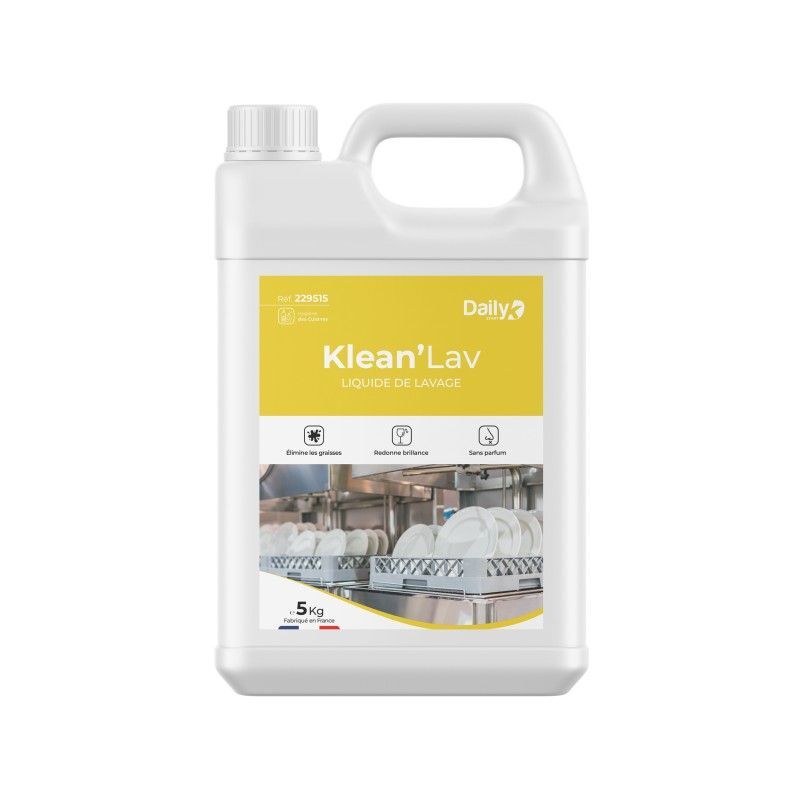 Lavage toutes eaux pour machine vaisselle 5L - KLEAN'LAV DAILYK START - Bidon 5Kg