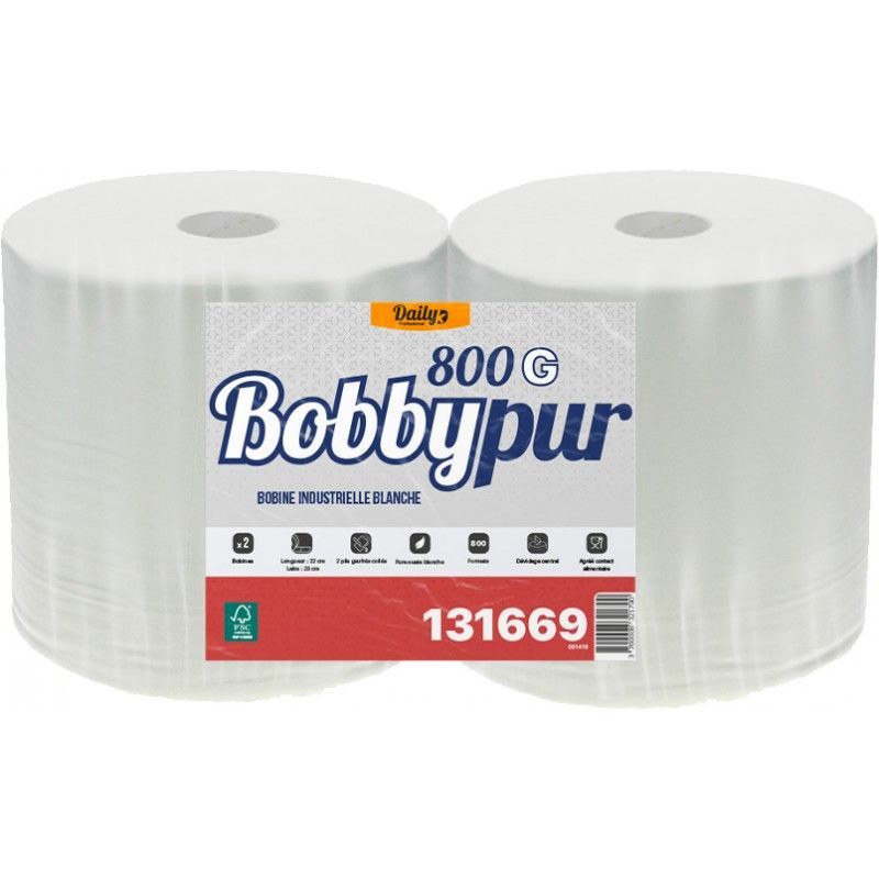 Bobine 800 formats blanc pure ouate 800 fts 23x22 - Lot de 2