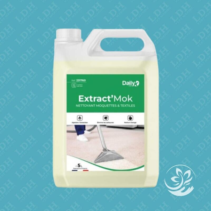 Nettoyant détachant moquette injection extraction fauteuils sièges tissus d’ameublement EXTRACT’MOK. Bidon 5L FABRIQUÉ EN FRANCE